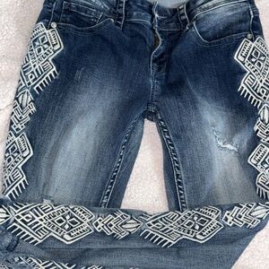 Grace in LA Bootcut Cropped Jeans 26 Low Rise Contrast Stitch Western Y2K